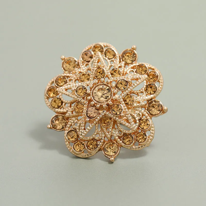 Star Flower Rhinestone Decor Ring( Clearance sale