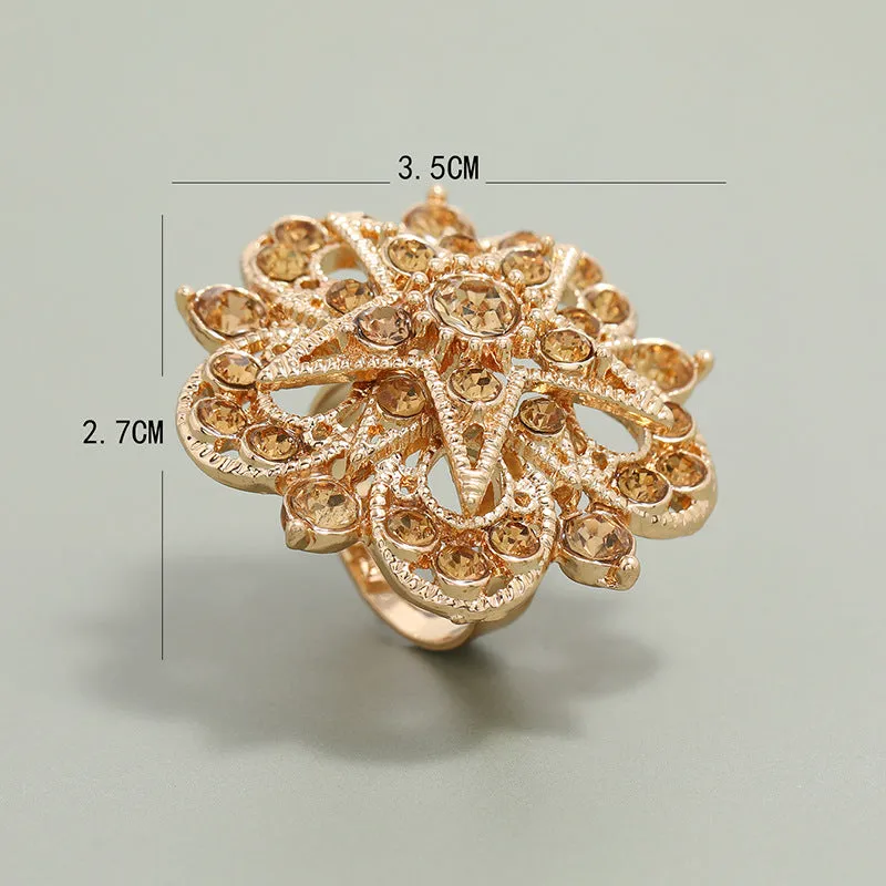 Star Flower Rhinestone Decor Ring( Clearance sale
