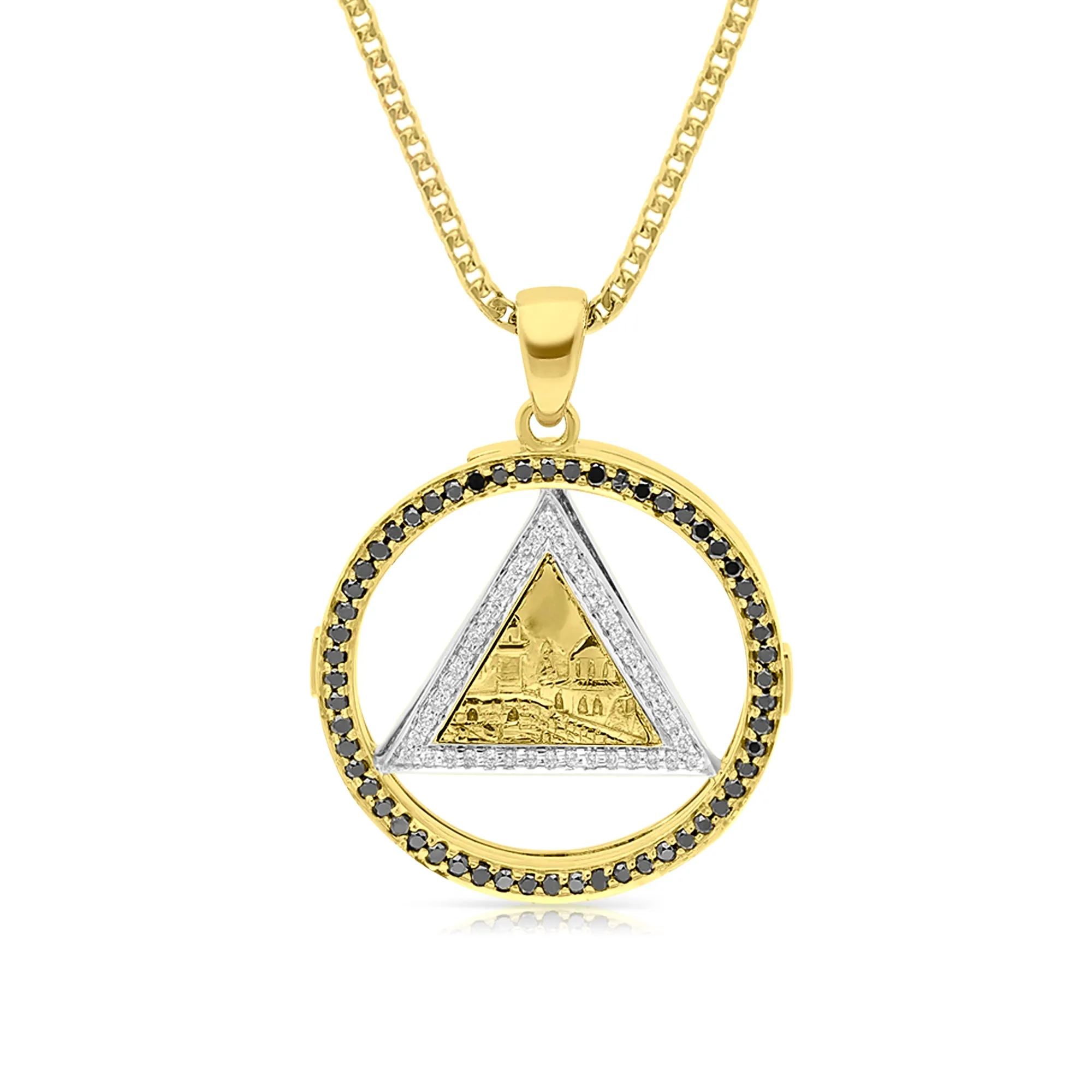 Star of David Western Wall Twist Pendant Black and White Diamonds - .47 Carat