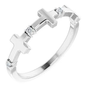 Sterling Silver .05 CTW Diamond Cross Ring