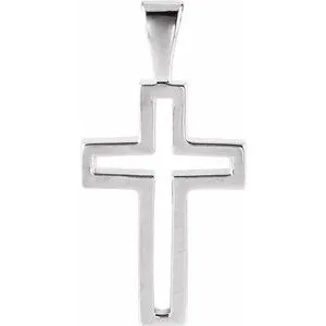 Sterling Silver 13.5x9.5 mm Cross Pendant