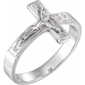 Sterling Silver 15 mm Crucifix Chastity Ring Size 8