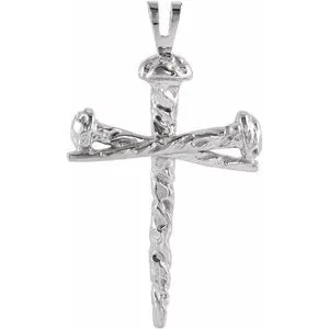 Sterling Silver 18x26 mm Nail Design Cross Pendant