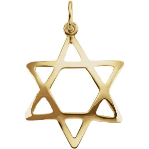 Sterling Silver 20x17.25mm Domed Star of David Pendant