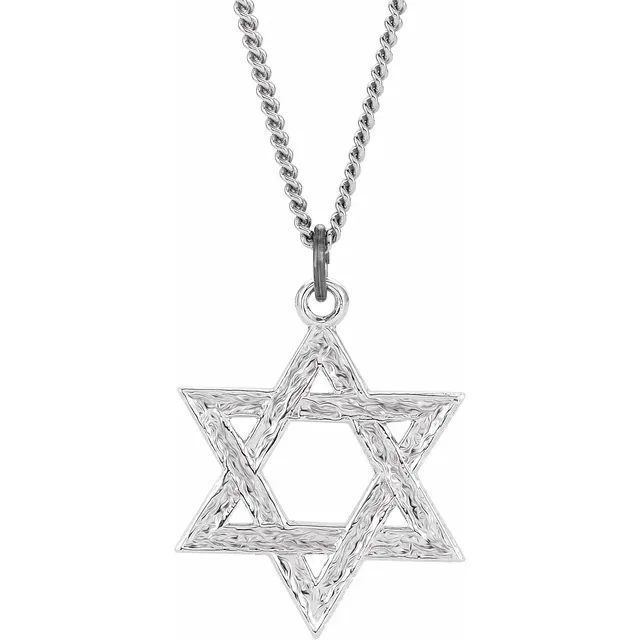 Sterling Silver  20x18 mm Star of David 18" Necklace