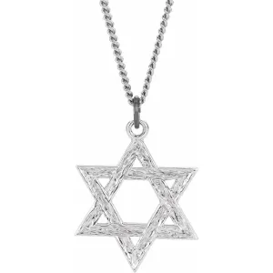Sterling Silver  20x18 mm Star of David 18" Necklace