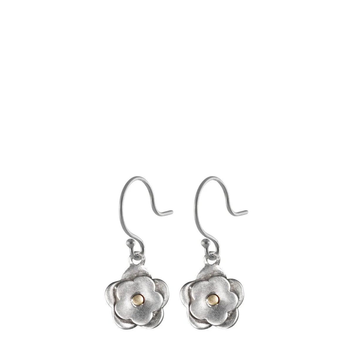 Sterling Silver & 10K Gold Small Double Flower Earrings