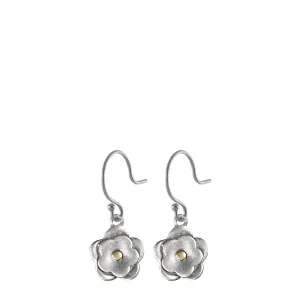 Sterling Silver & 10K Gold Small Double Flower Earrings