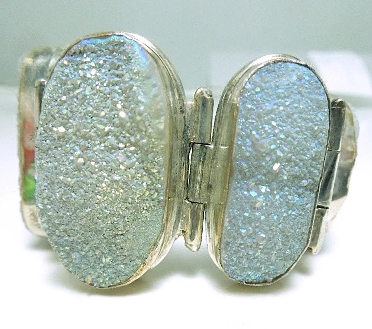 Sterling Silver and Oval Geode Bracelet