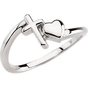 Sterling Silver Cross & Heart Chastity Rings® , Size 6
