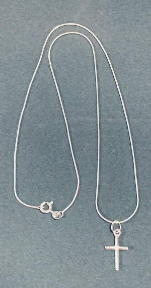 Sterling Silver Cross on 18" Sterling Silver Snake Chain  #19216