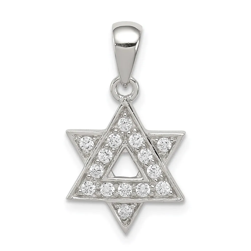 Sterling Silver CZ Star of David Pendant