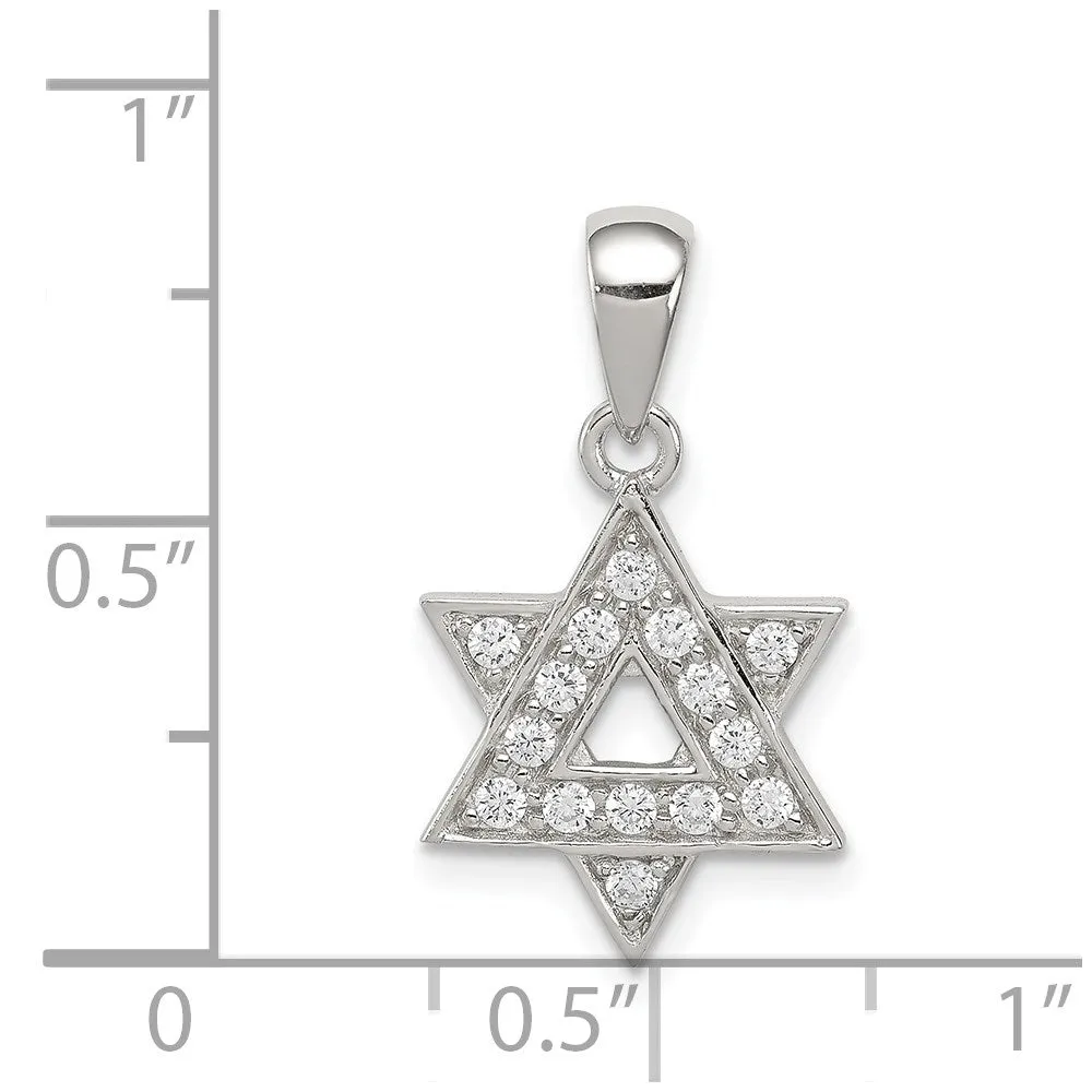 Sterling Silver CZ Star of David Pendant