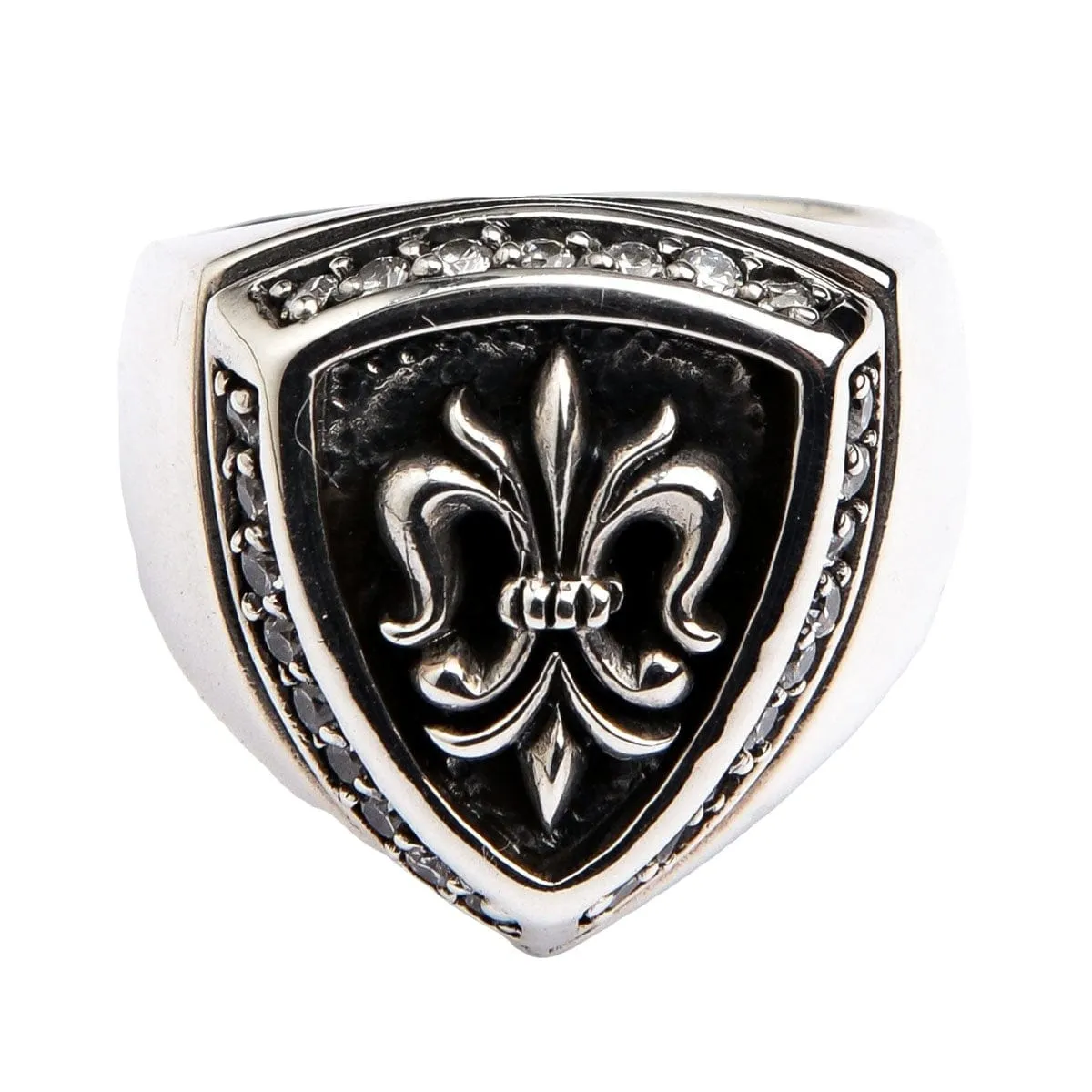 Sterling Silver Diamond Fleur De Lis Rings