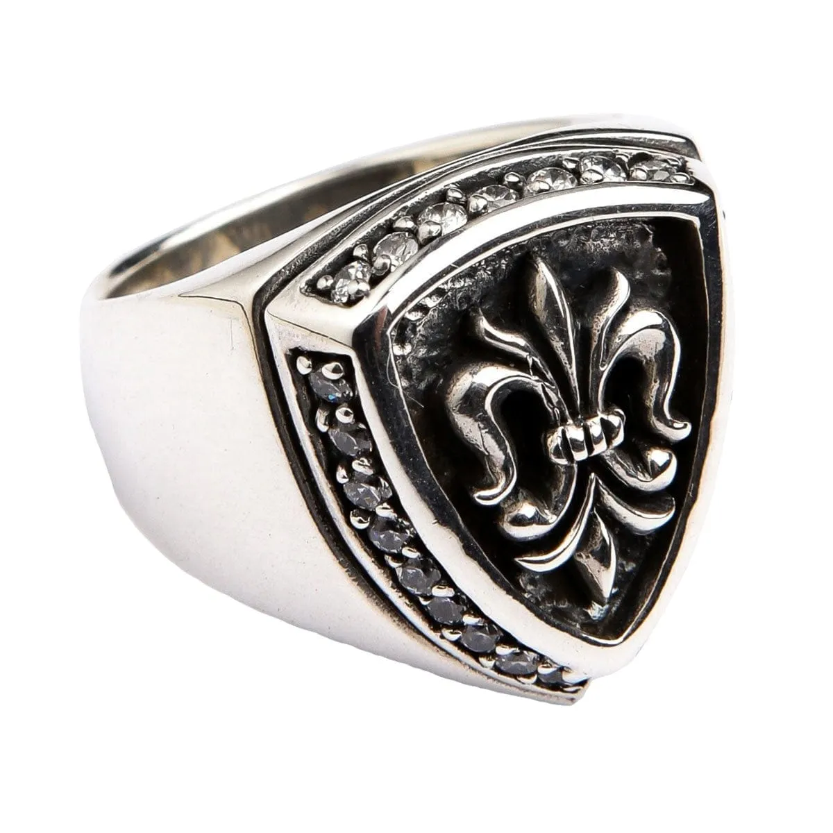 Sterling Silver Diamond Fleur De Lis Rings