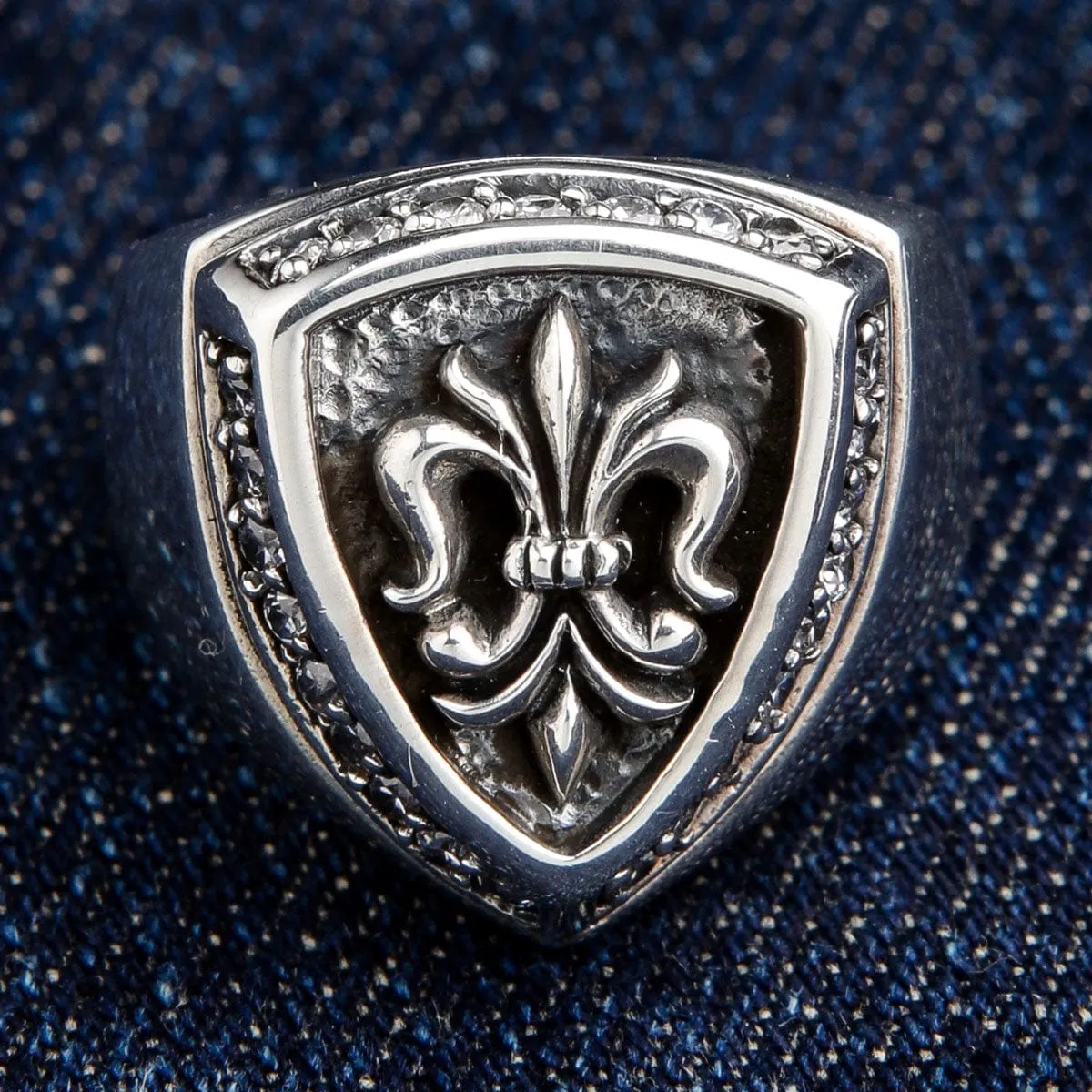 Sterling Silver Diamond Fleur De Lis Rings