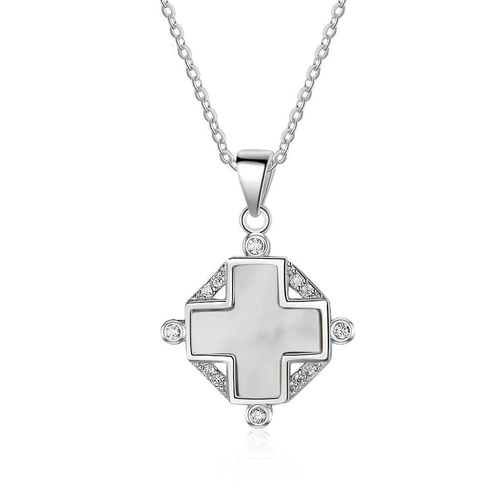 Sterling Silver For Women Cross Pearl Oysters Pendants Trendy Shell Jewelry Gift New Arrival 2018