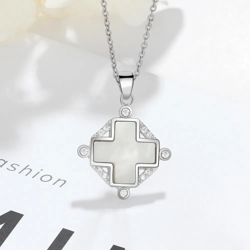 Sterling Silver For Women Cross Pearl Oysters Pendants Trendy Shell Jewelry Gift New Arrival 2018