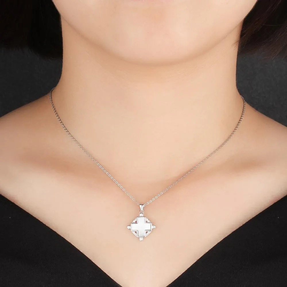 Sterling Silver For Women Cross Pearl Oysters Pendants Trendy Shell Jewelry Gift New Arrival 2018