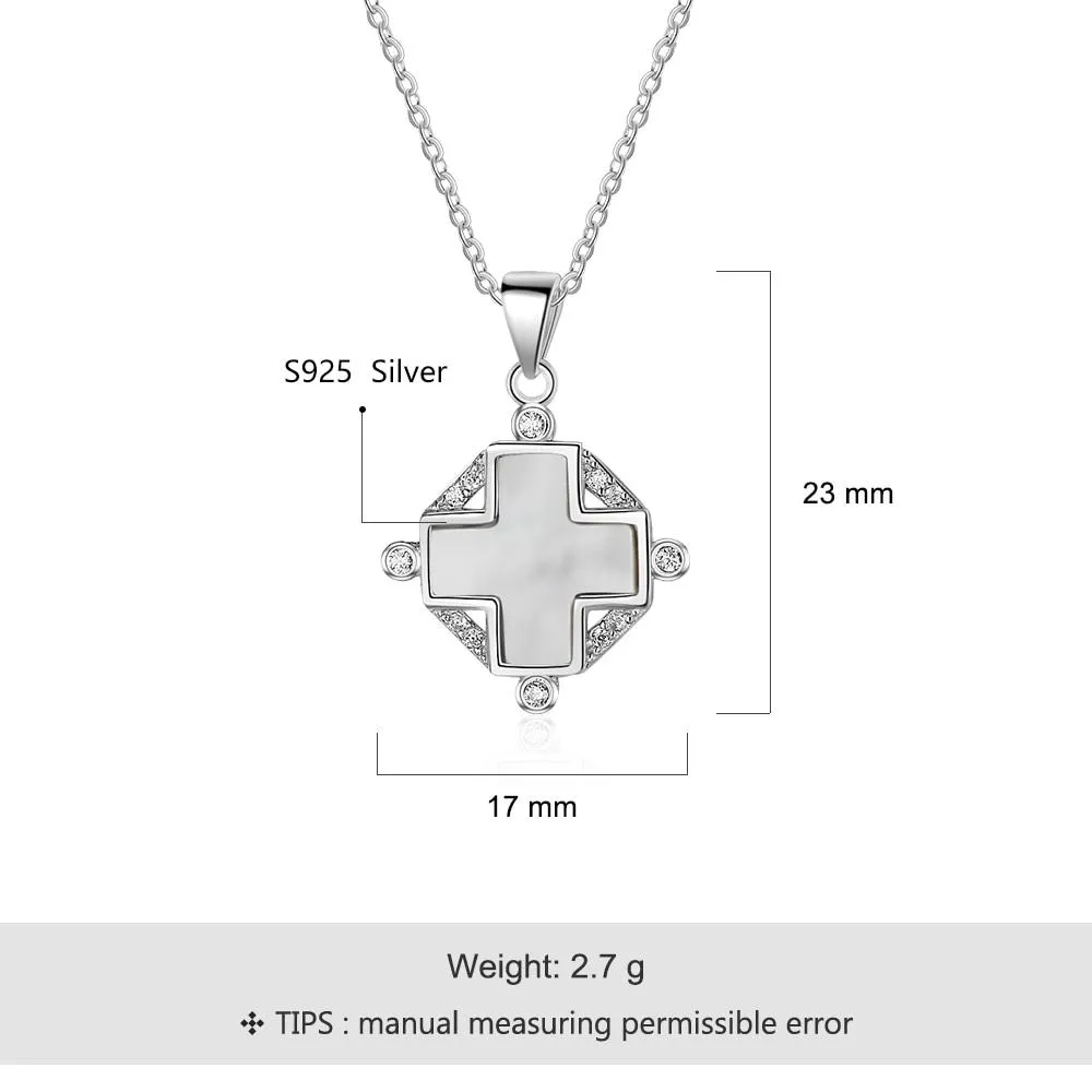 Sterling Silver For Women Cross Pearl Oysters Pendants Trendy Shell Jewelry Gift New Arrival 2018