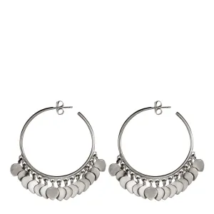 Sterling Silver Medium Hoop Earrings with Lotus Petals