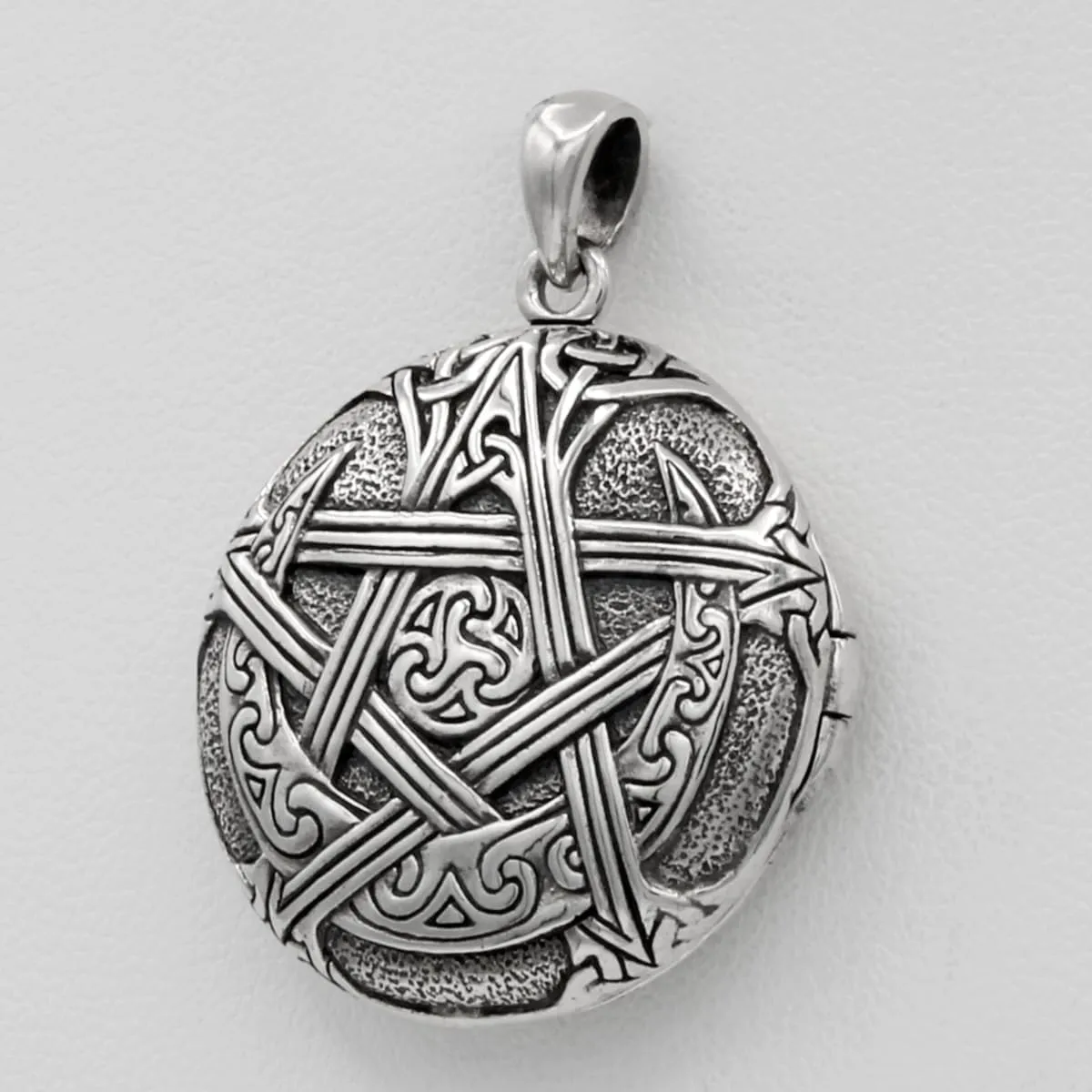 Sterling Silver Moon Pentacle Pentagram Aromatherapy Locket; 1 Inch Diameter