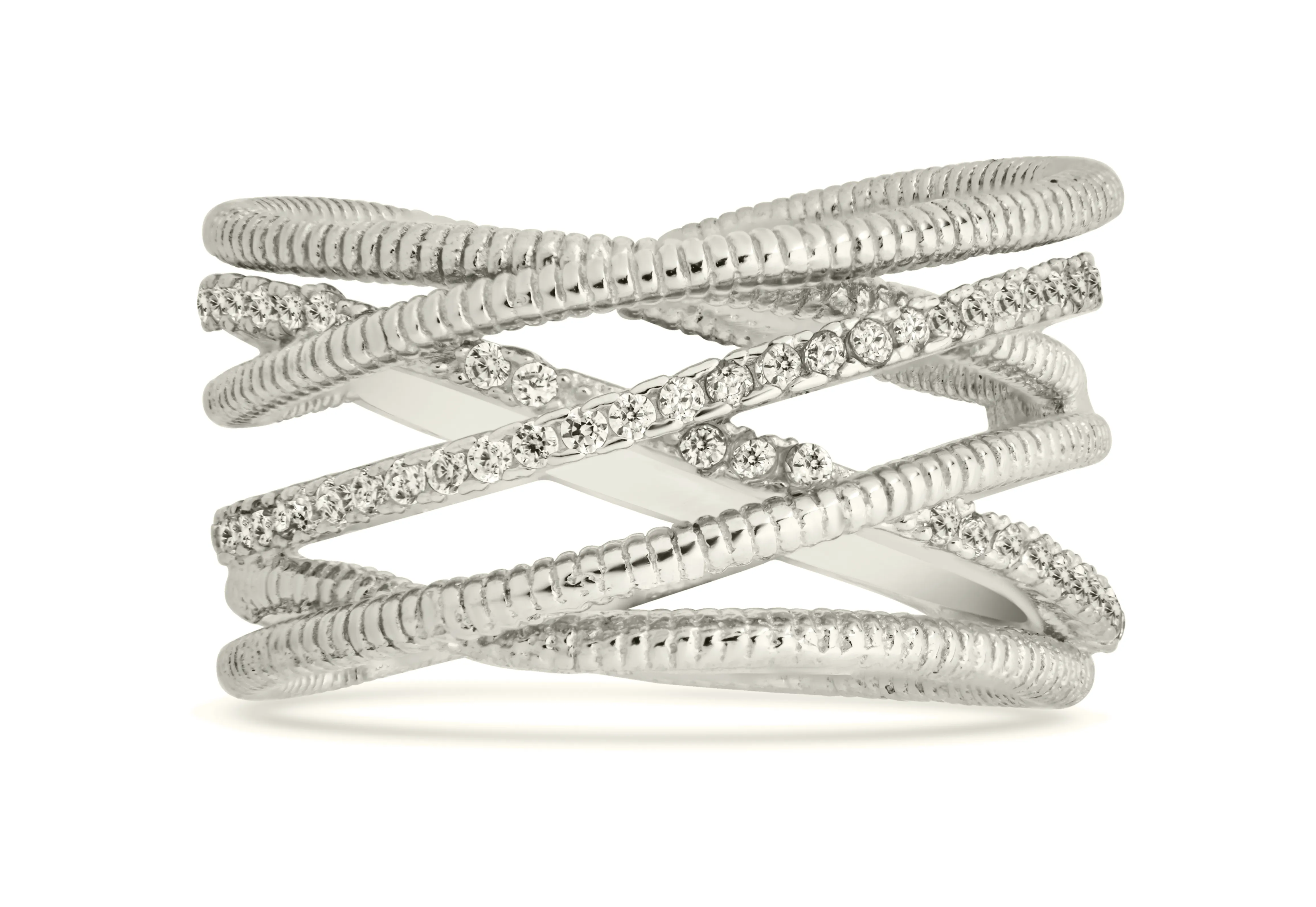 Sterling Silver Multi Band & CZ Ring