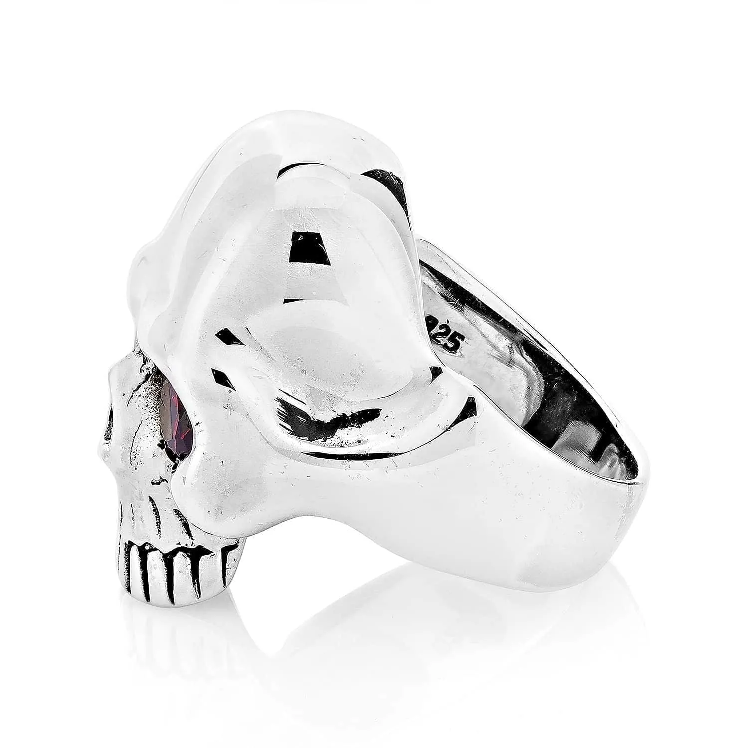 Sterling Silver Red Eye Elegant Skull Ring