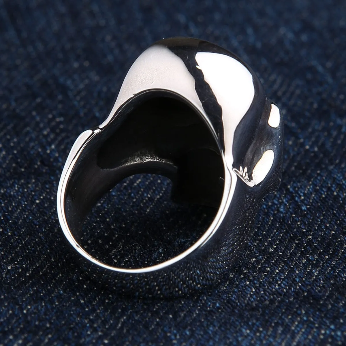 Sterling Silver Red Eye Elegant Skull Ring