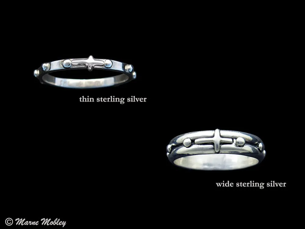 Sterling Silver Rosary Ring, Prayer Ring, First Communion Ring, Meditation Ring in Sterling Silver