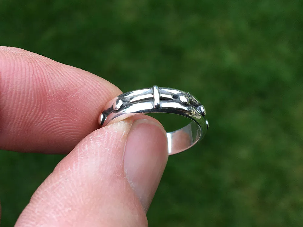 Sterling Silver Rosary Ring, Prayer Ring, First Communion Ring, Meditation Ring in Sterling Silver