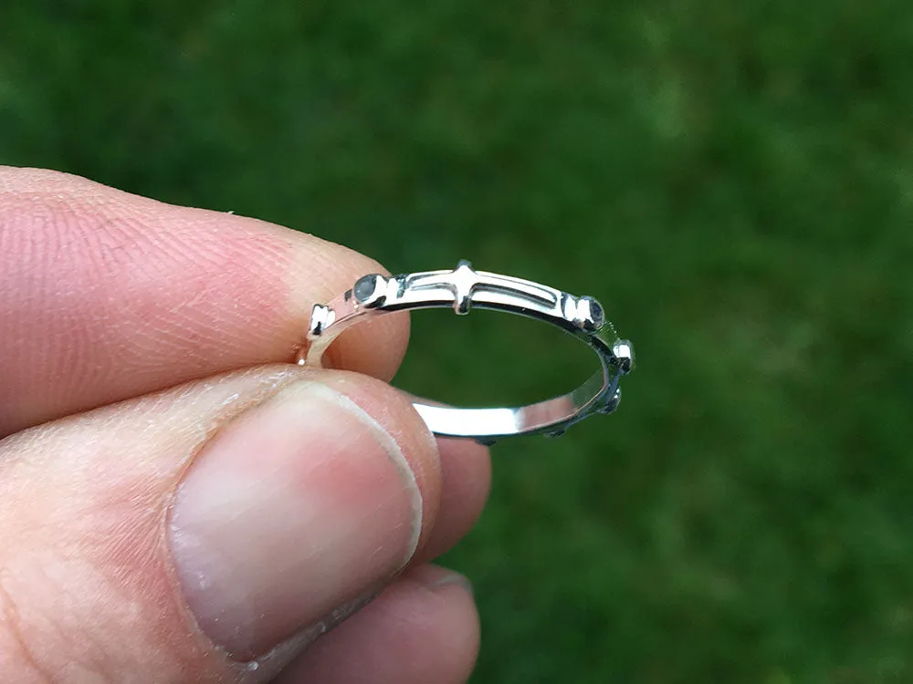 Sterling Silver Rosary Ring, Prayer Ring, First Communion Ring, Meditation Ring in Sterling Silver