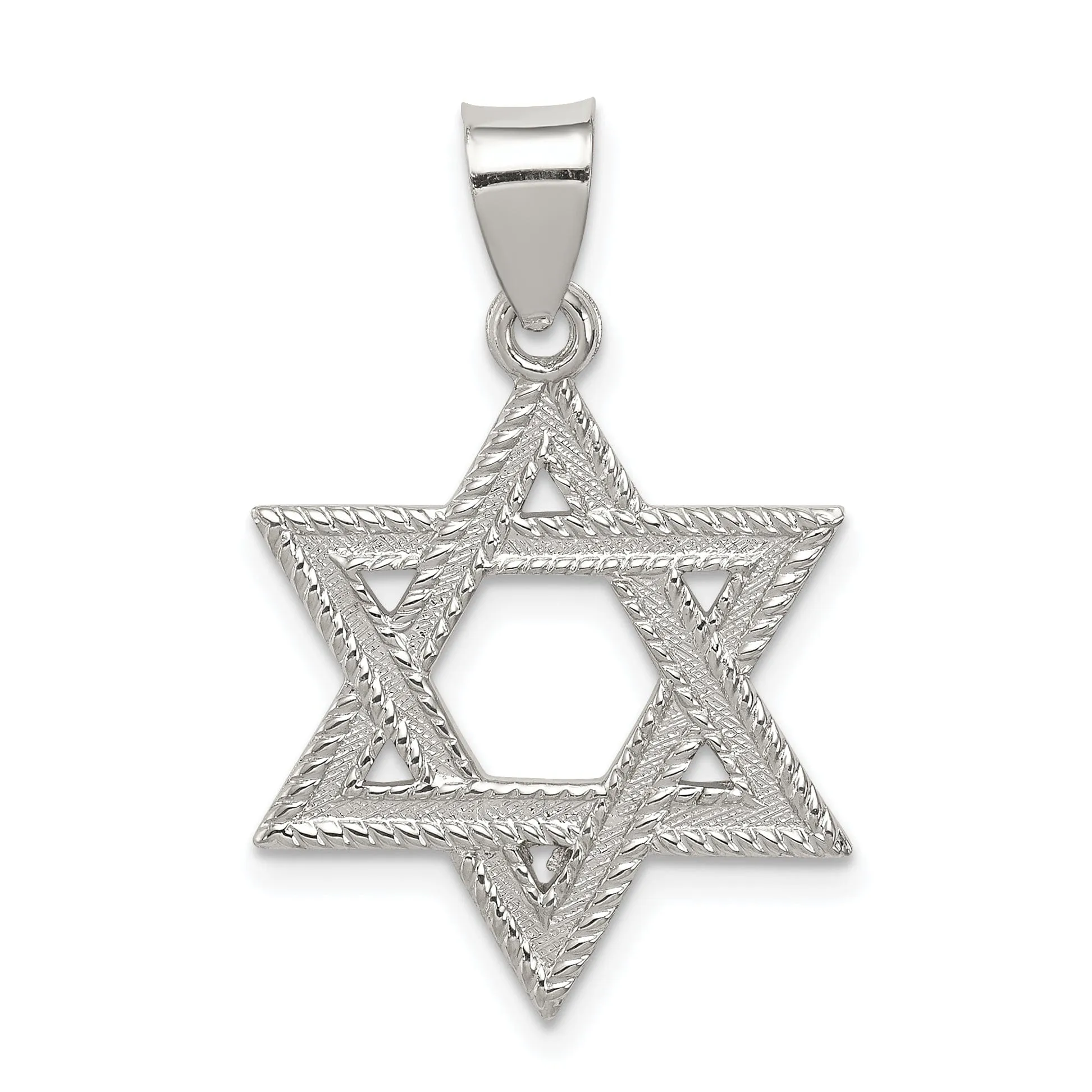 Sterling Silver Satin Star of David Charm Pendant