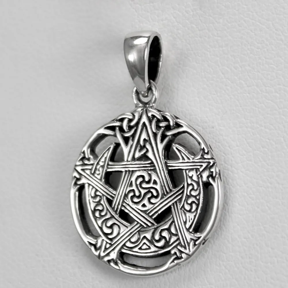 Sterling Silver Small Cut Moon Pentacle Pendant