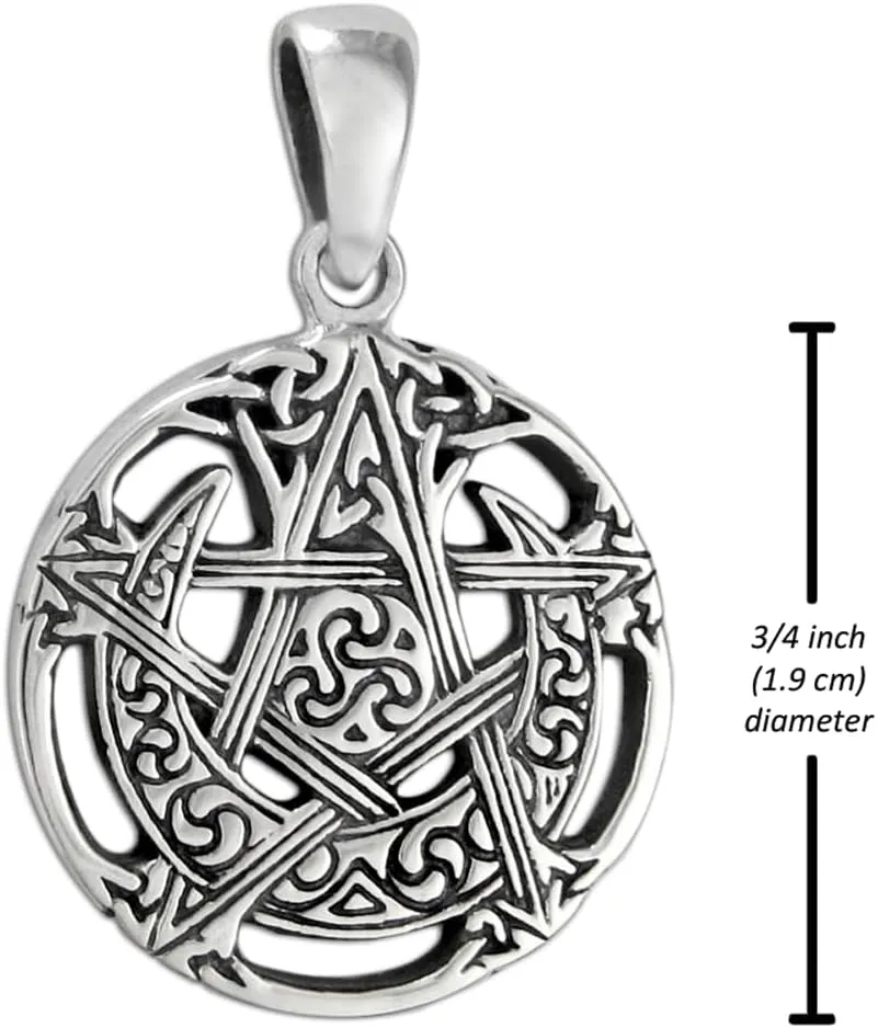 Sterling Silver Small Cut Moon Pentacle Pendant