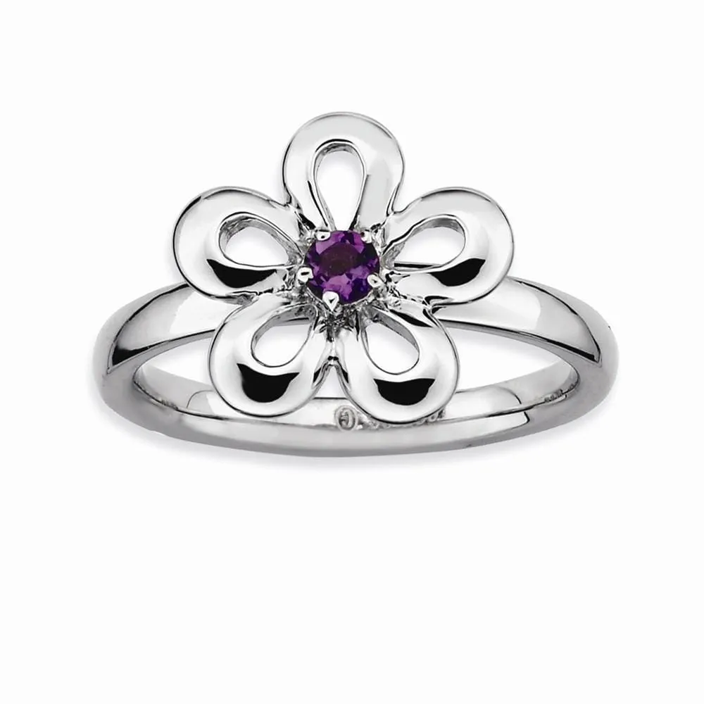 Sterling Silver Stackable Expressions Flower Ring