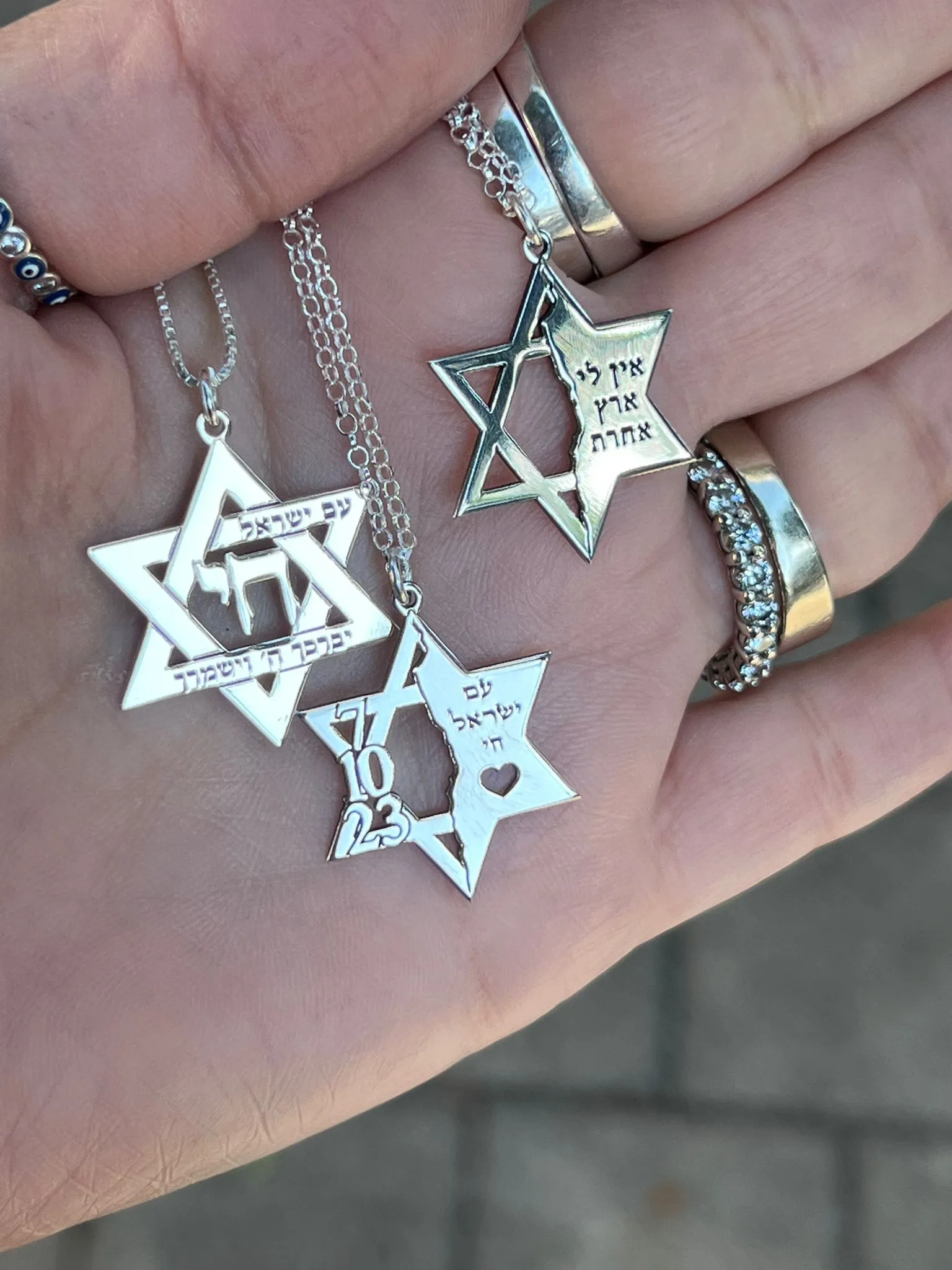 Sterling Silver Star of David pendant engraved