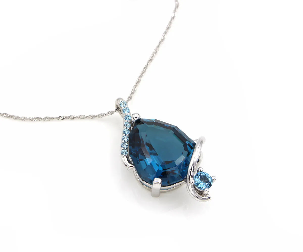 Stunning Swirl London Blue Topaz Necklace