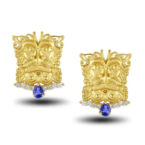 Tanzinite Mask Earring