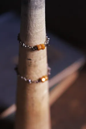 The Pip Ring | Spice. Gunmetal & Glass Bead Chain Ring.