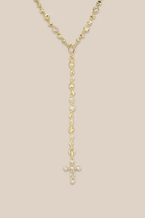 THE ROSETTE CROSS ROSARY NECKLACE