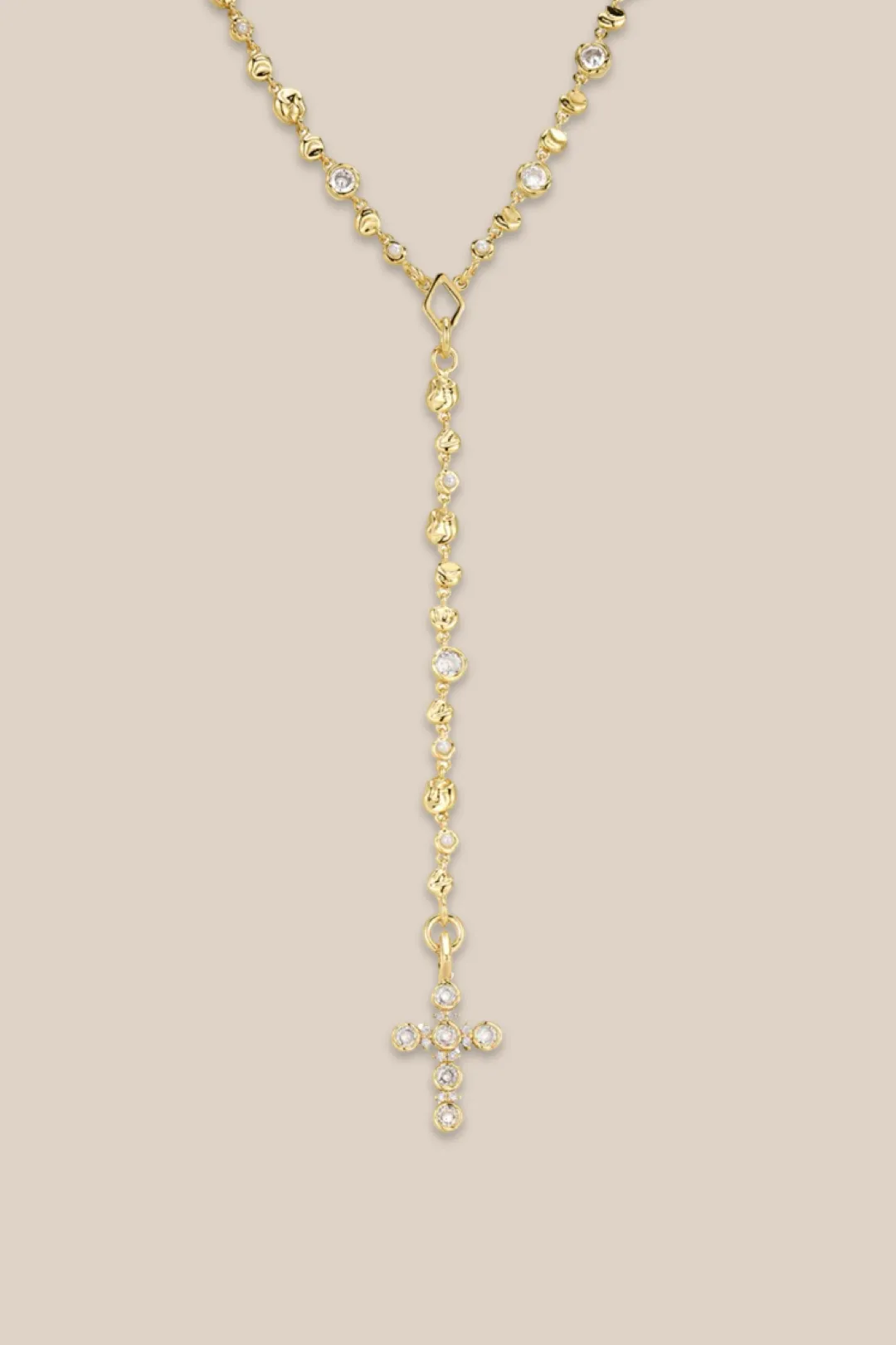 THE ROSETTE CROSS ROSARY NECKLACE