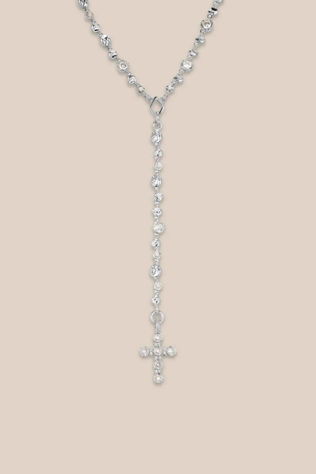 THE ROSETTE CROSS ROSARY NECKLACE