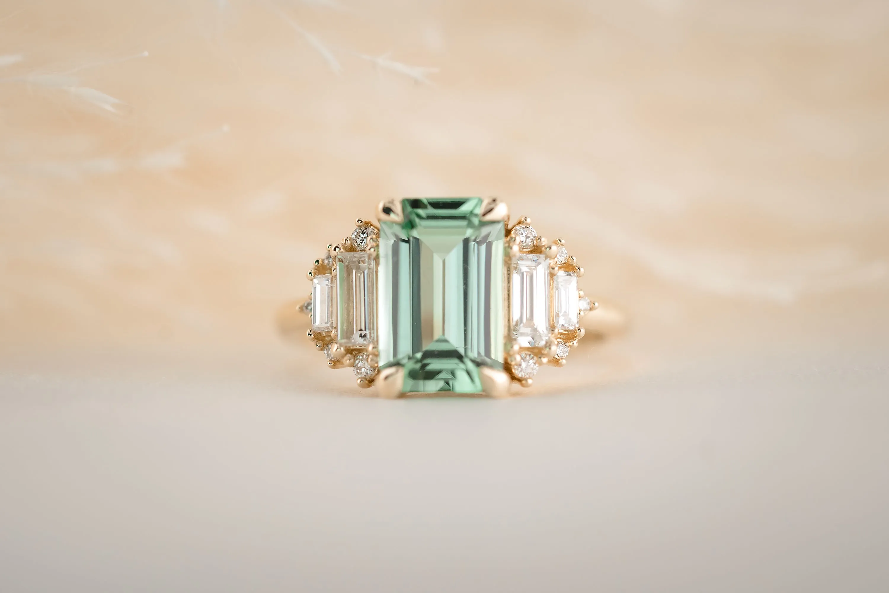 The Soleil 2.6 CT Emerald Cut Lagoon Blue Tourmaline Ring