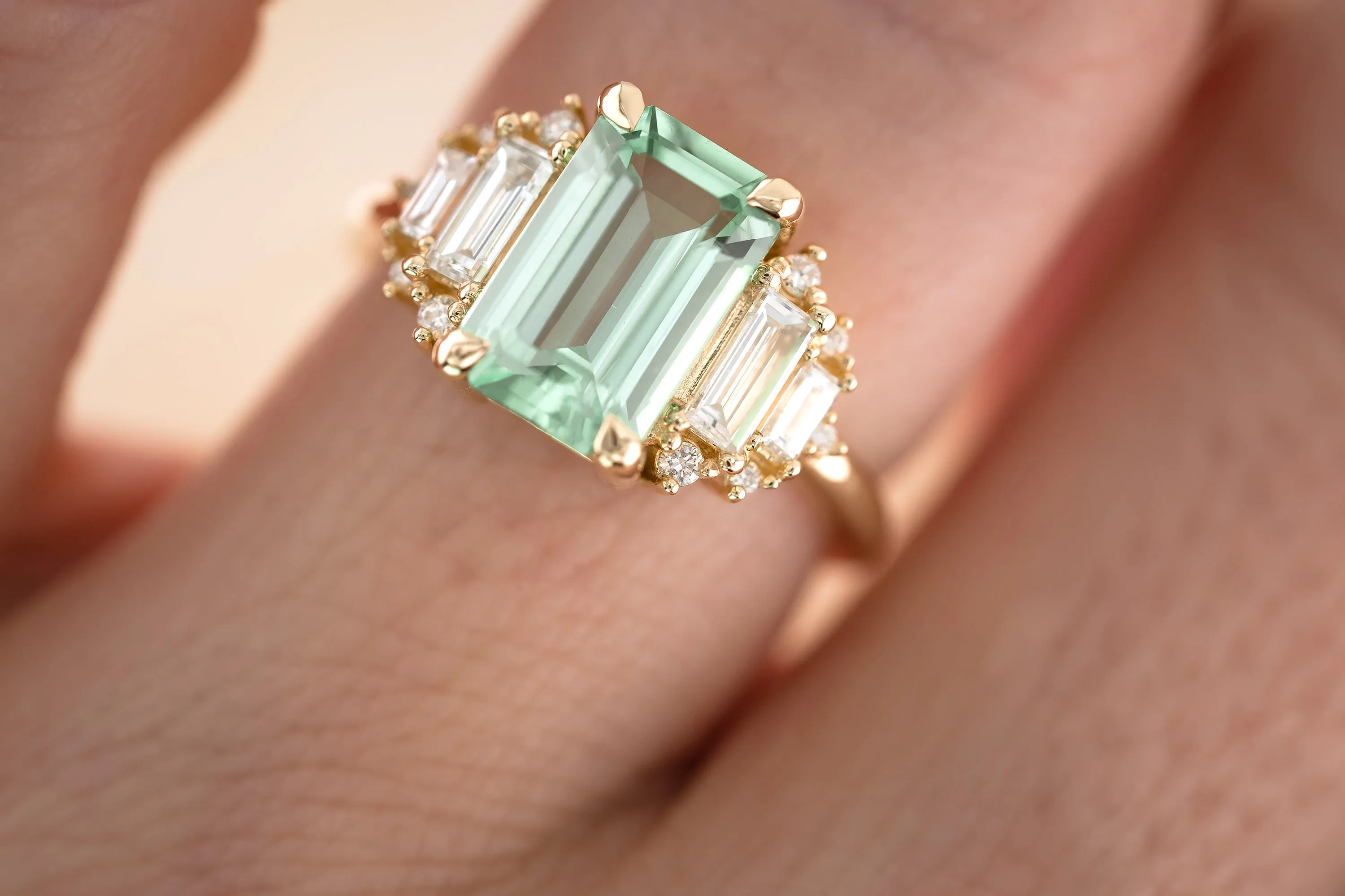 The Soleil 2.6 CT Emerald Cut Lagoon Blue Tourmaline Ring