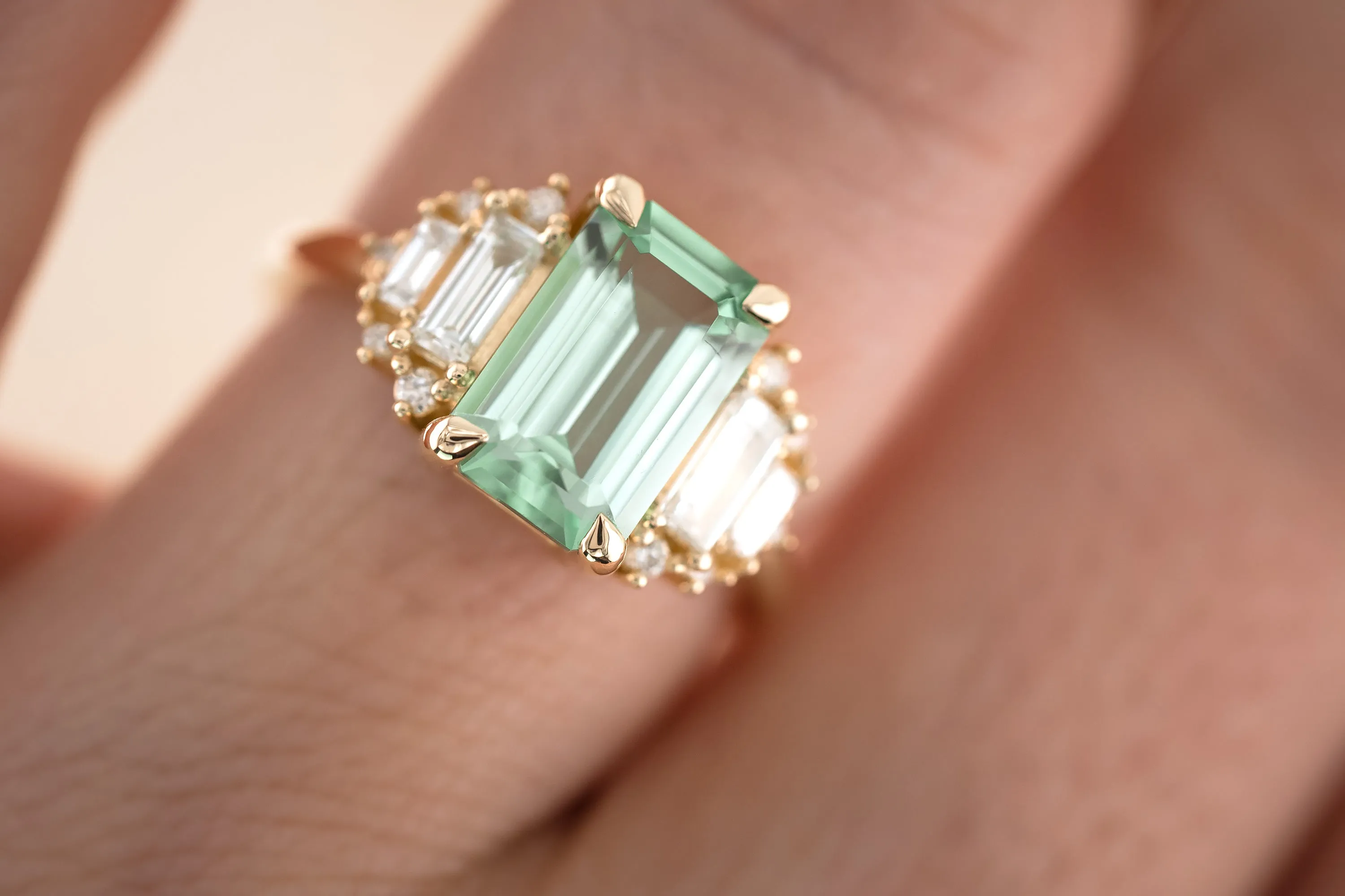 The Soleil 2.6 CT Emerald Cut Lagoon Blue Tourmaline Ring