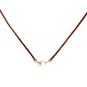 Thin Leather With Diamond Clasps In 14k