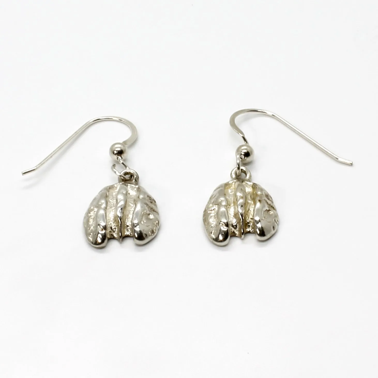 Tiny Silver Pecan Dangle Earrings For Her