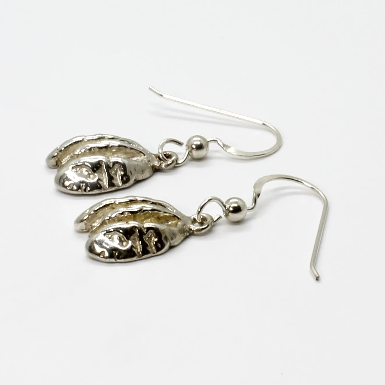 Tiny Silver Pecan Dangle Earrings For Her