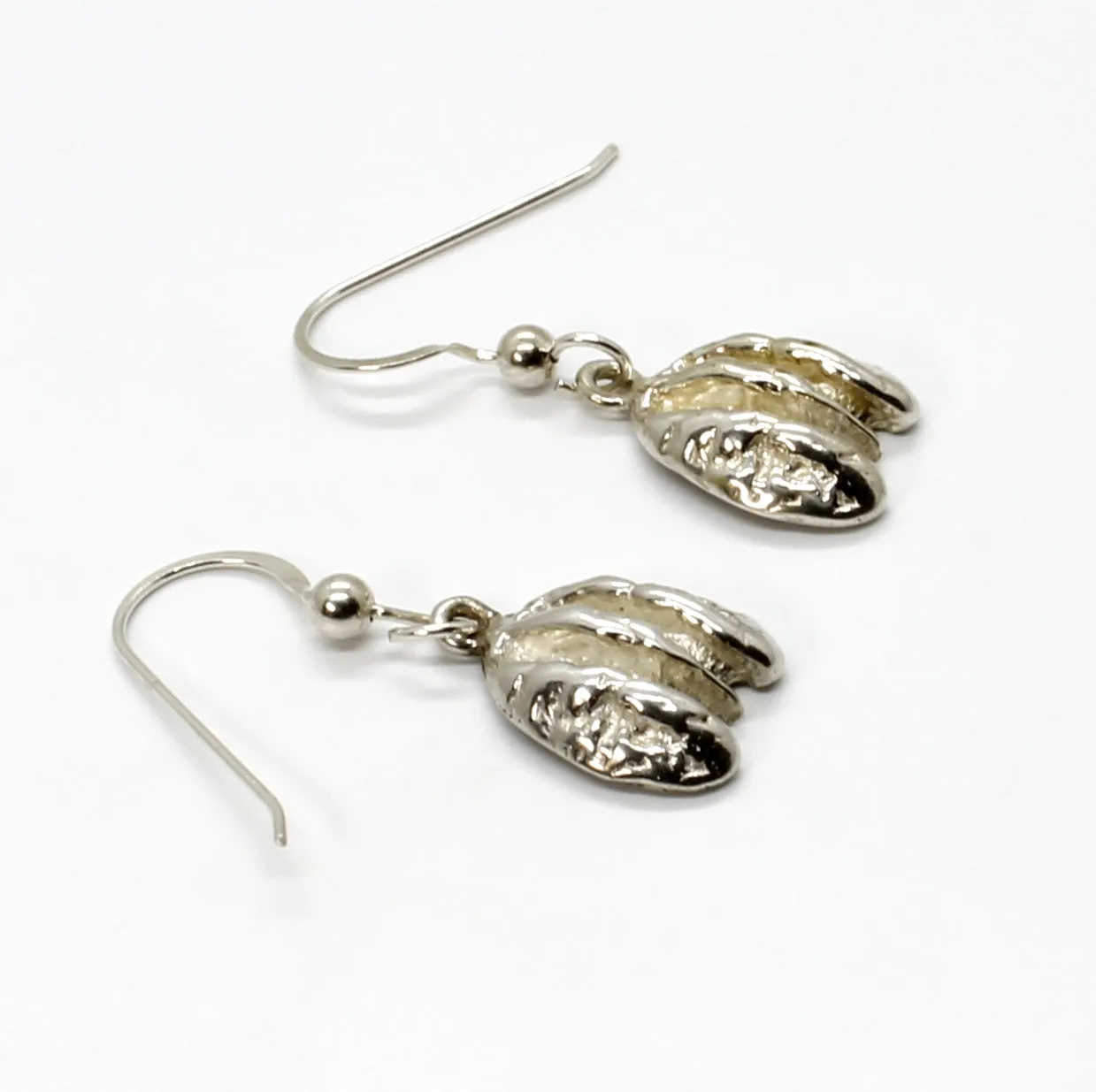Tiny Silver Pecan Dangle Earrings For Her